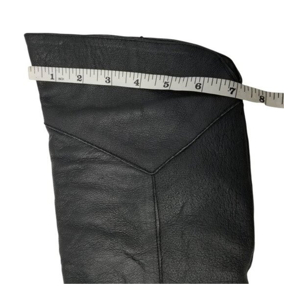 Crossroads Womens Boots Black Leather Block Heels Pull On Pointed Toe Flat 8 W - Picture 7 of 11